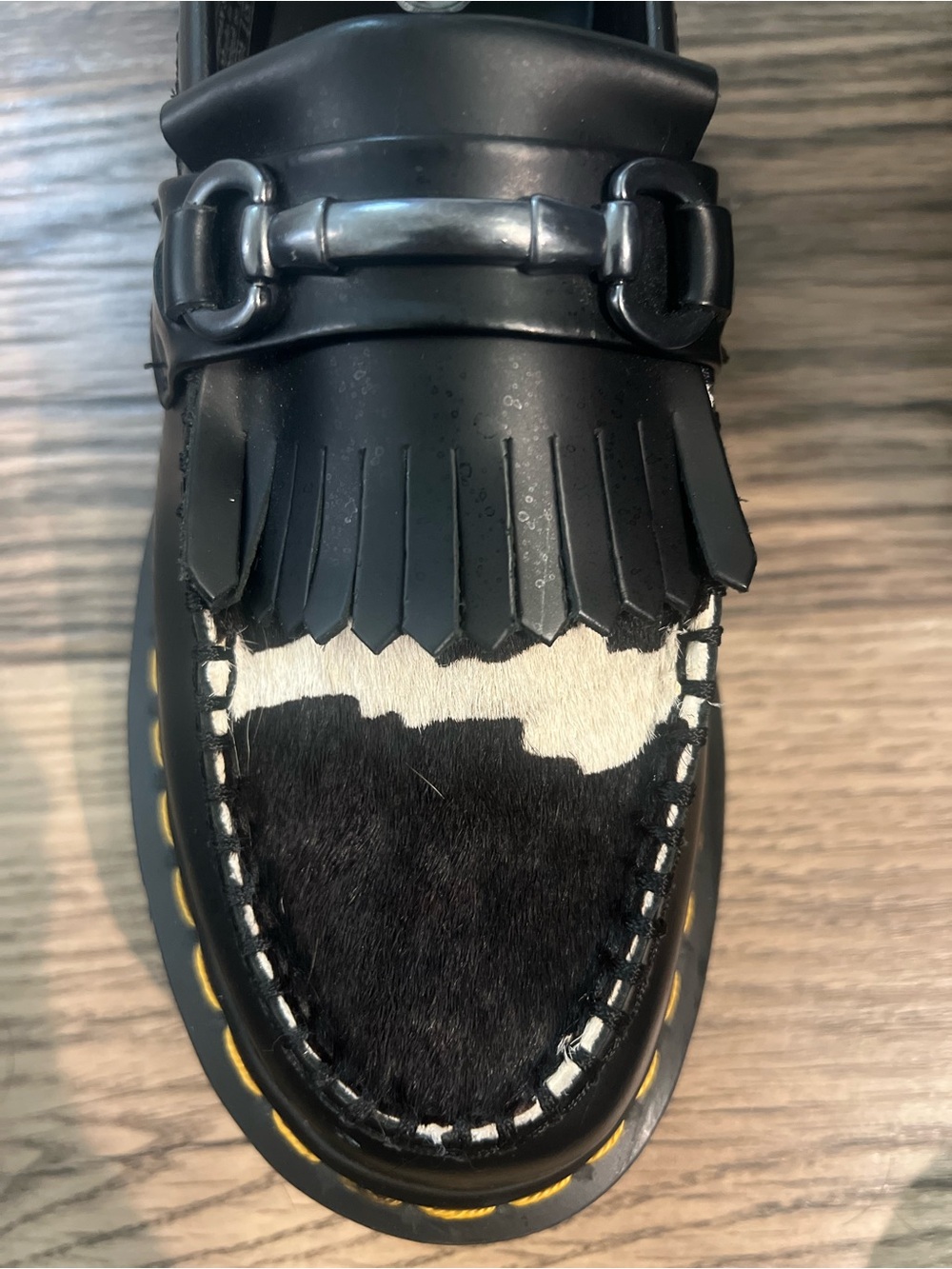 Dr. Martens Adrian Snaffle Quad Platform Loafer — Cow Print Hair On —UK5 / US W7 - Picture 4 of 8